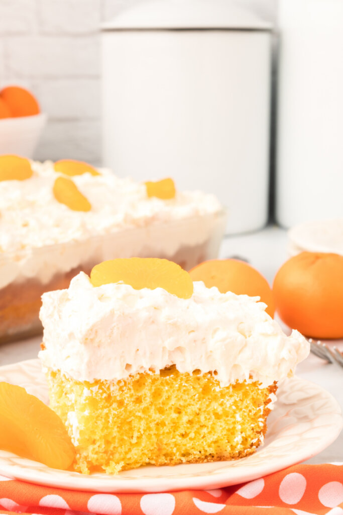 slice of pineapple-orange cake in plate