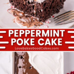 peppermint poke cake pin collage