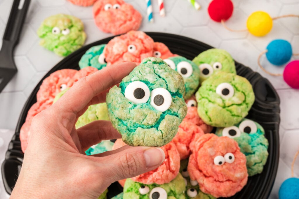 hand holding a halloween cookie