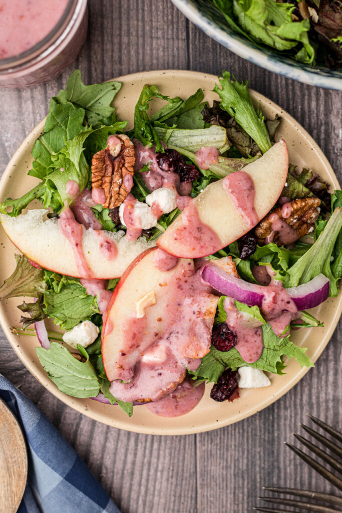 closeup of thanksgiving salad on plate