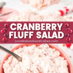 cranberry fluff salad pin collage