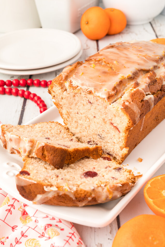 cranberry orange quick bread sliced