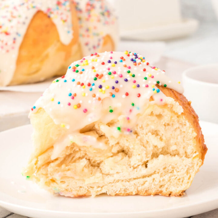 slice of frosted italian anise bread on plate