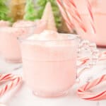 clear glass of peppermint eggnog punch