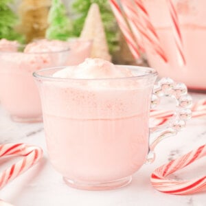 clear glass of peppermint eggnog punch