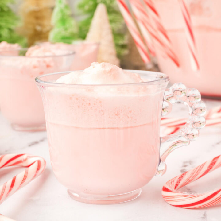 clear glass of peppermint eggnog punch