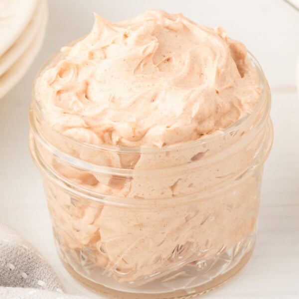 closeup of cinnamon butter in glass jar