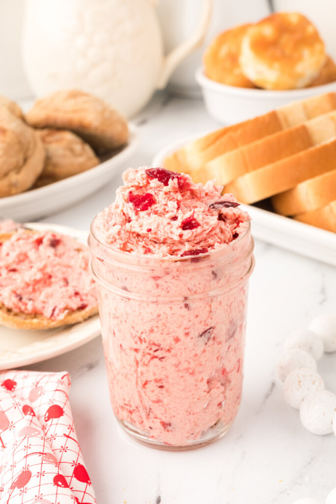 whipped cranberry butter in glass jar