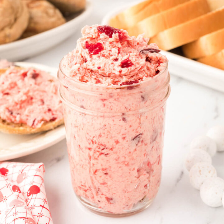whipped cranberry butter in glass jar