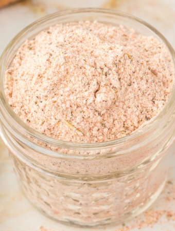beef stew seasoning mix in glass jar