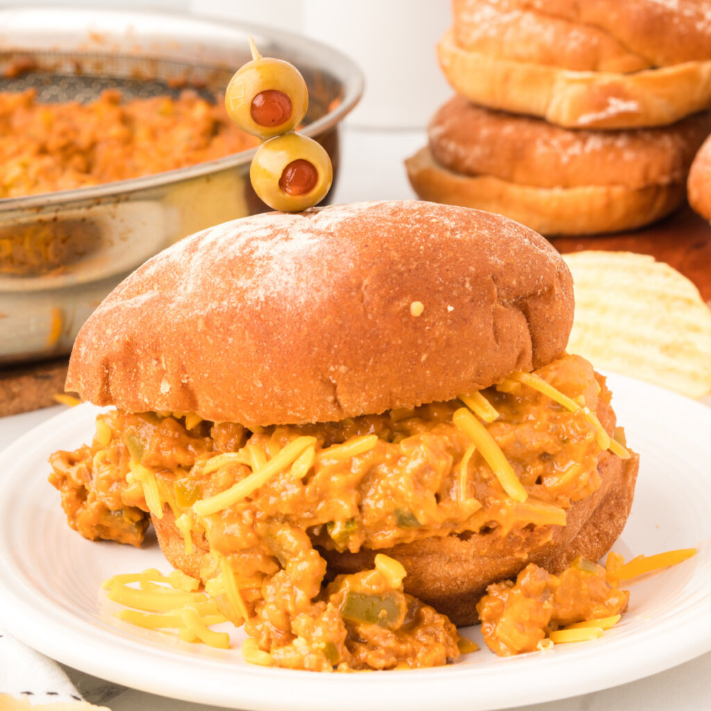 cheesy sloppy joe on plate