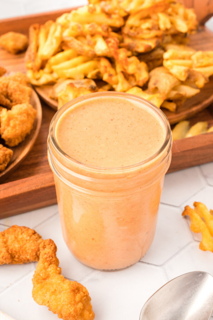 copycat chick-fil-a honey roasted bbq sauce in glass jar