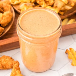 copycat chick-fil-a honey roasted bbq sauce in glass jar