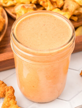 copycat chick-fil-a honey roasted bbq sauce in glass jar