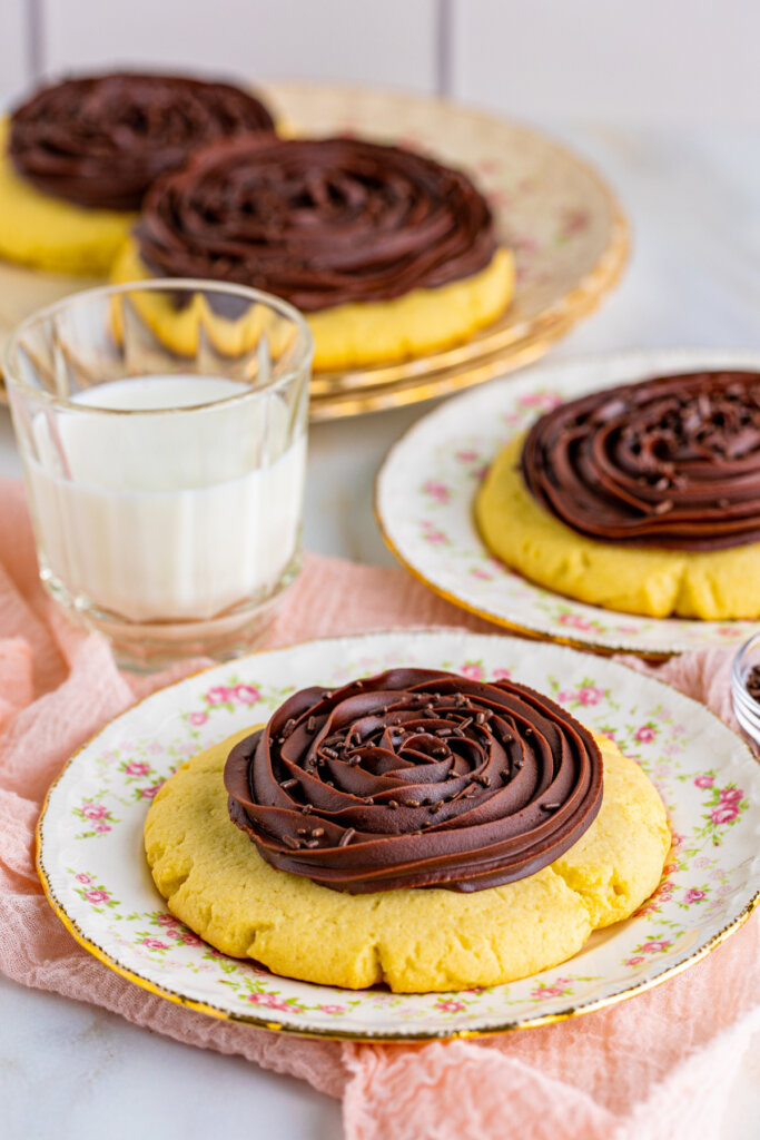 chocolate cupcake cookies on plates