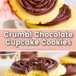 crumbl chocolate cupcake cookies pin collage