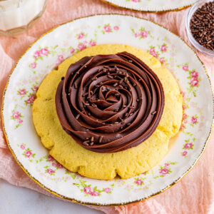 copycat Crumbl Chocolate Cupcake Cookie on plate