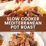 slow cooker mediterranean pot roast pin collage