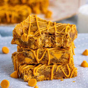 butterscotch blondies stacked