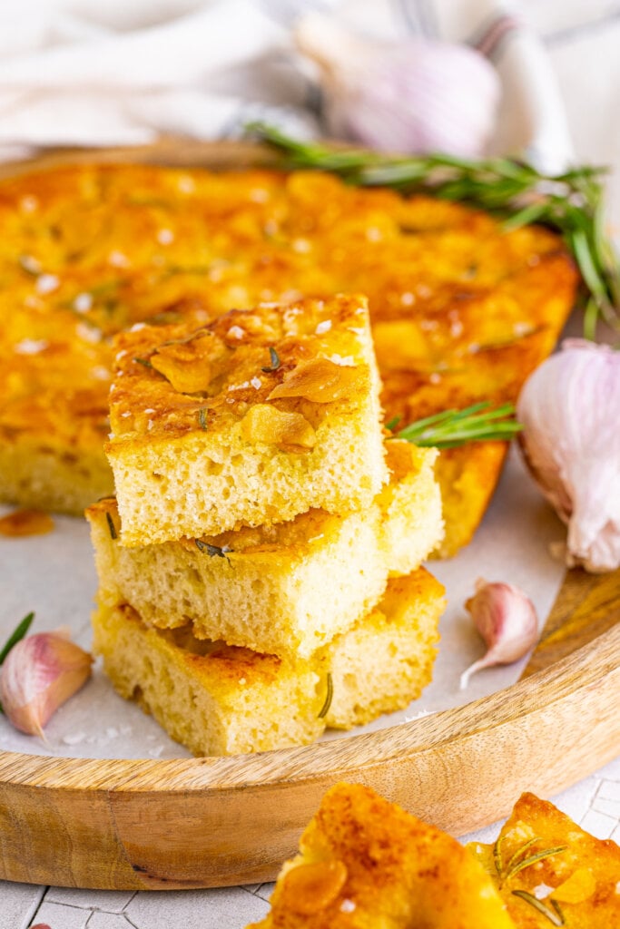 slices of focaccia bread stacked