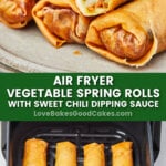 air fryer vegetable spring rolls pin collage