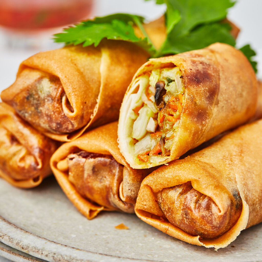 closeup vegetable spring rolls