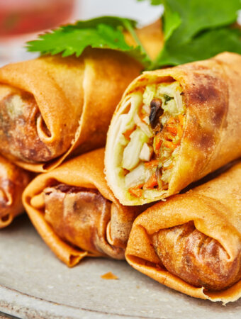 closeup vegetable spring rolls