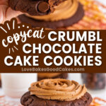 crumbl chocolate cake cookies pin collage