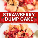 strawberry dump cake pin collage