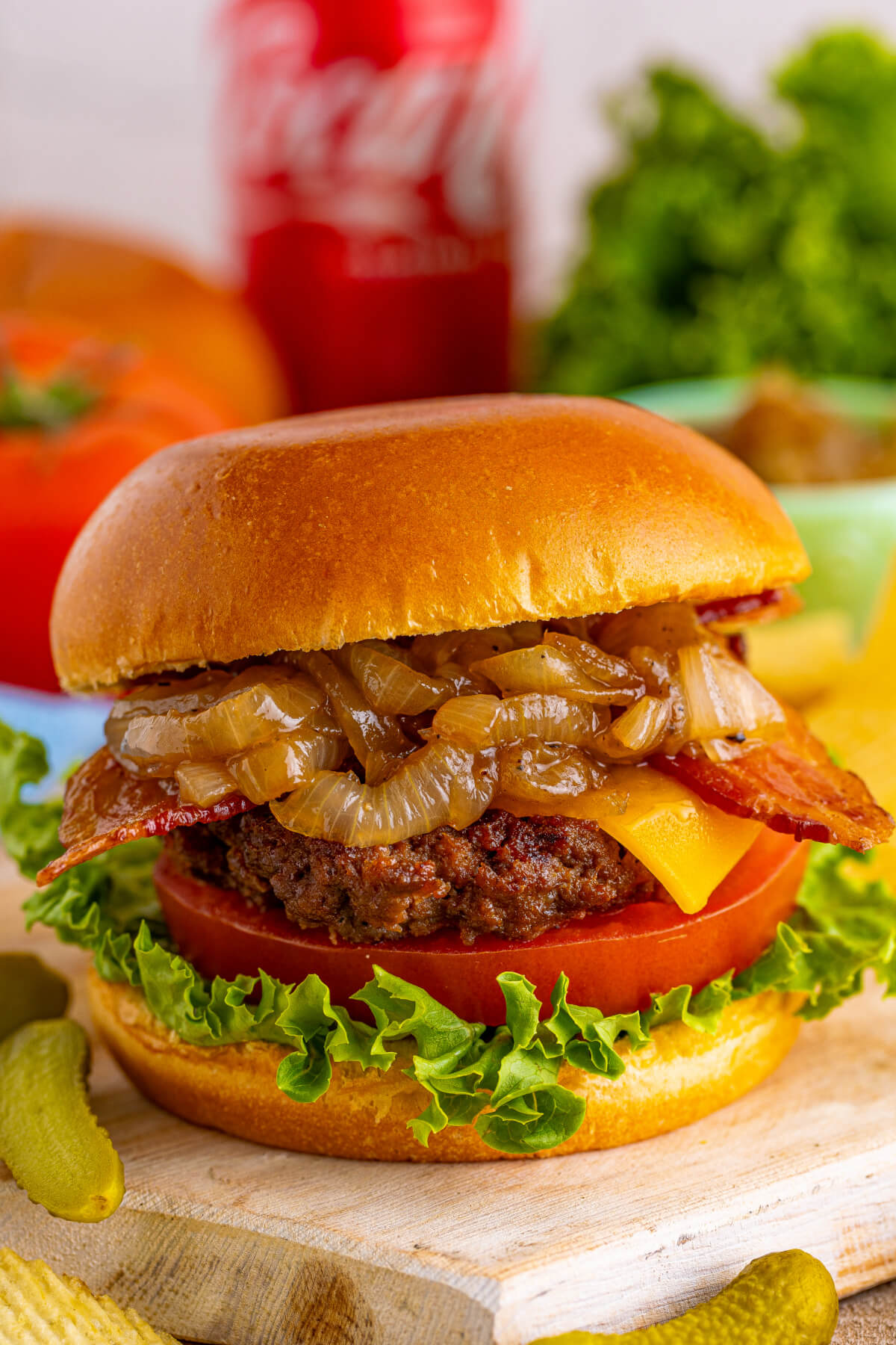 Bacon Cheeseburgers with CocaCola Onions Love Bakes Good Cakes