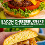 bacon cheeseburgers with coca cola conions pin collage