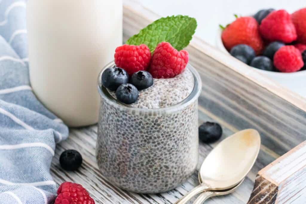 chia seed pudding with fresh berries