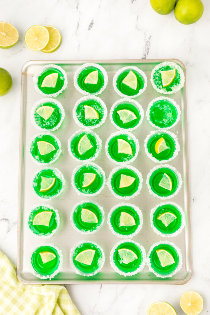 margarita jello shots on a tray