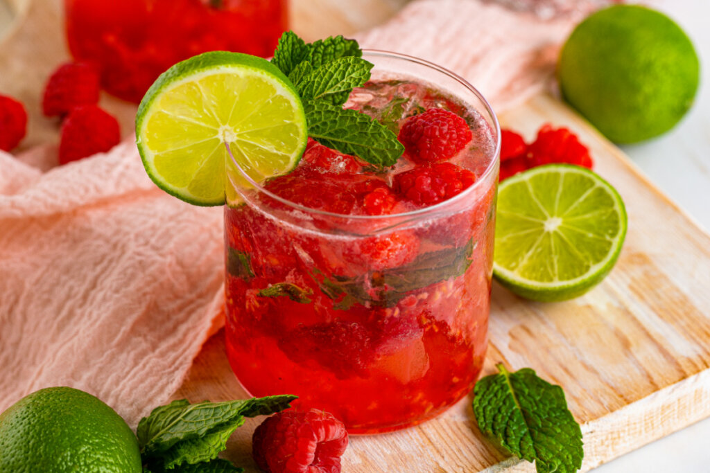 berry vodka smash on table ready to drink