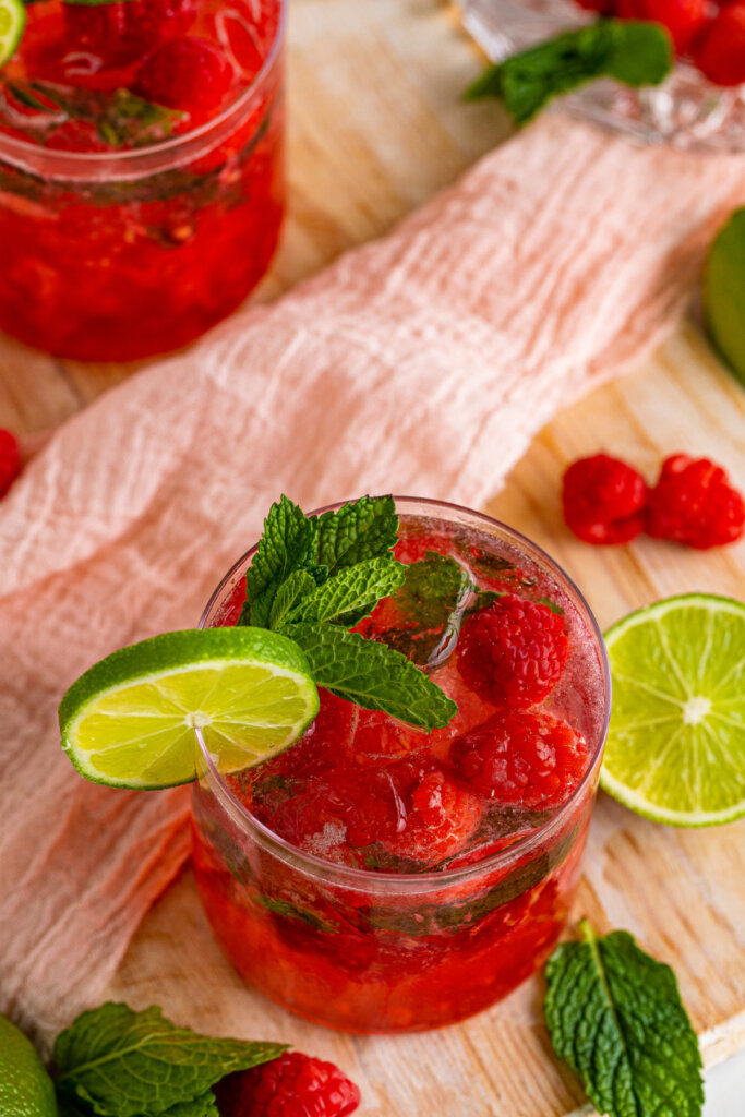 looking down into a berry vodka smash