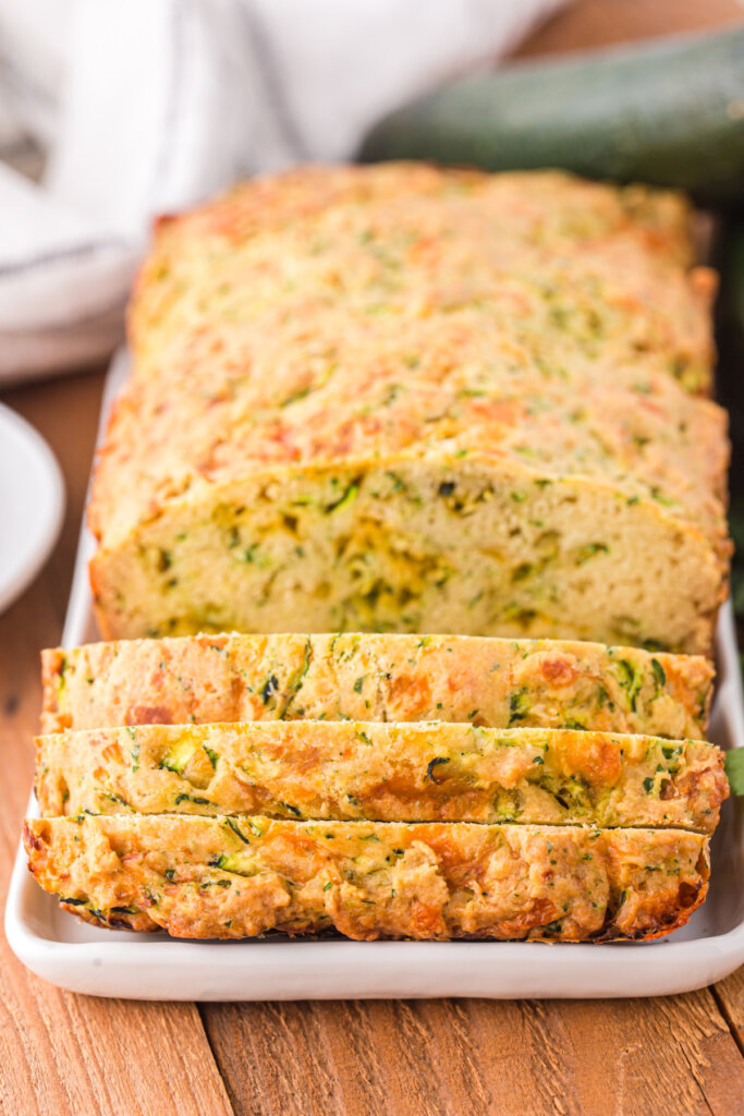 cheesy zucchin bread on serving plate