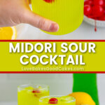 midori sour cocktail pin collage