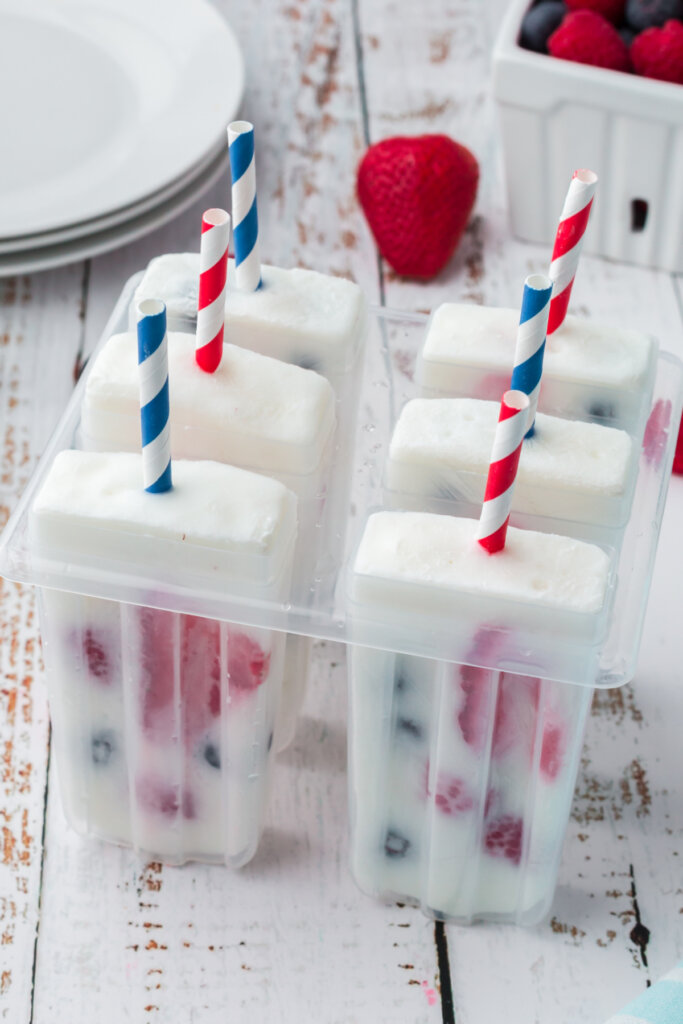 yogurt berry popsicles in molds