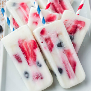 looking down onto berry popsicles