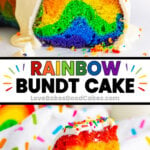 rainbow bundt cake pin collage