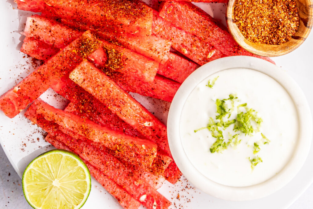 watermelon fries on serving platter