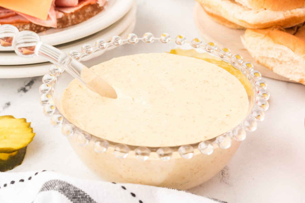 homemade big mac sauce in glass bowl