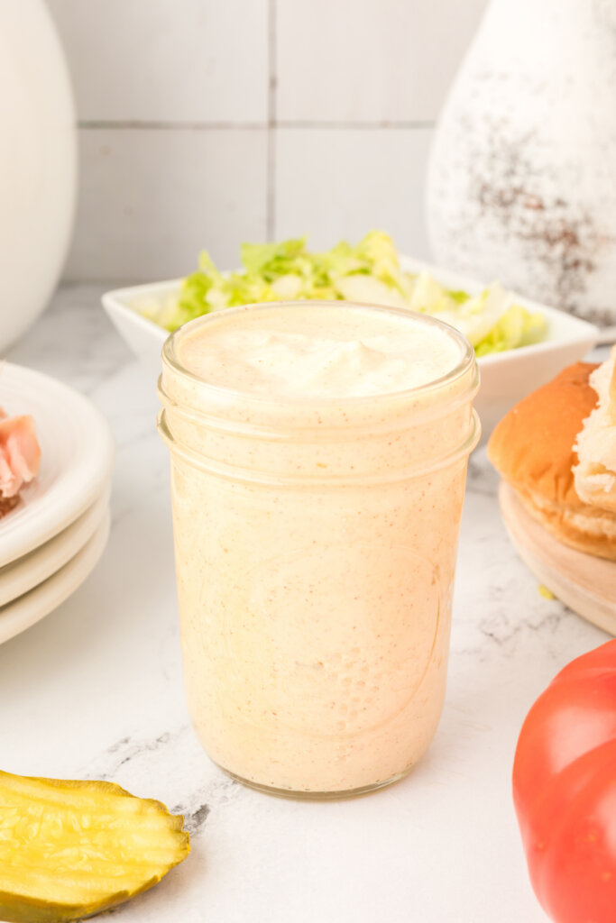 homemade copycat McDonald's big mac sauce in glass jar