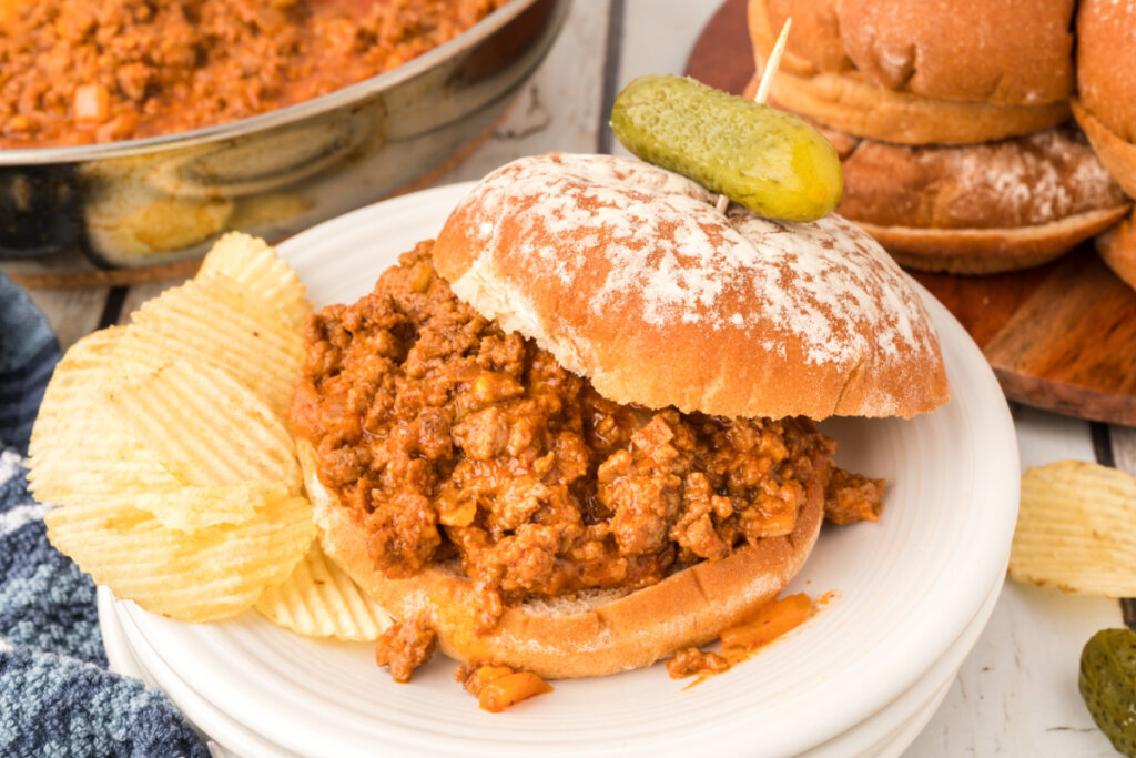 chili cheese sloppy joes recipe on plate