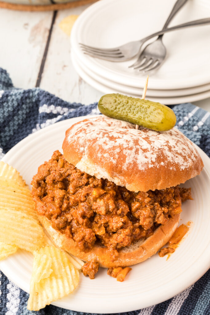 finished chili cheese sloppy joe on plate ready to eat