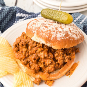 chili cheese sloppy joe on plate