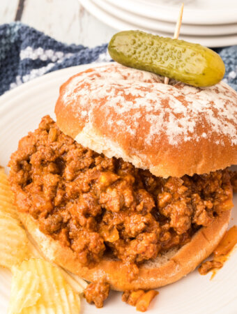 chili cheese sloppy joe on plate