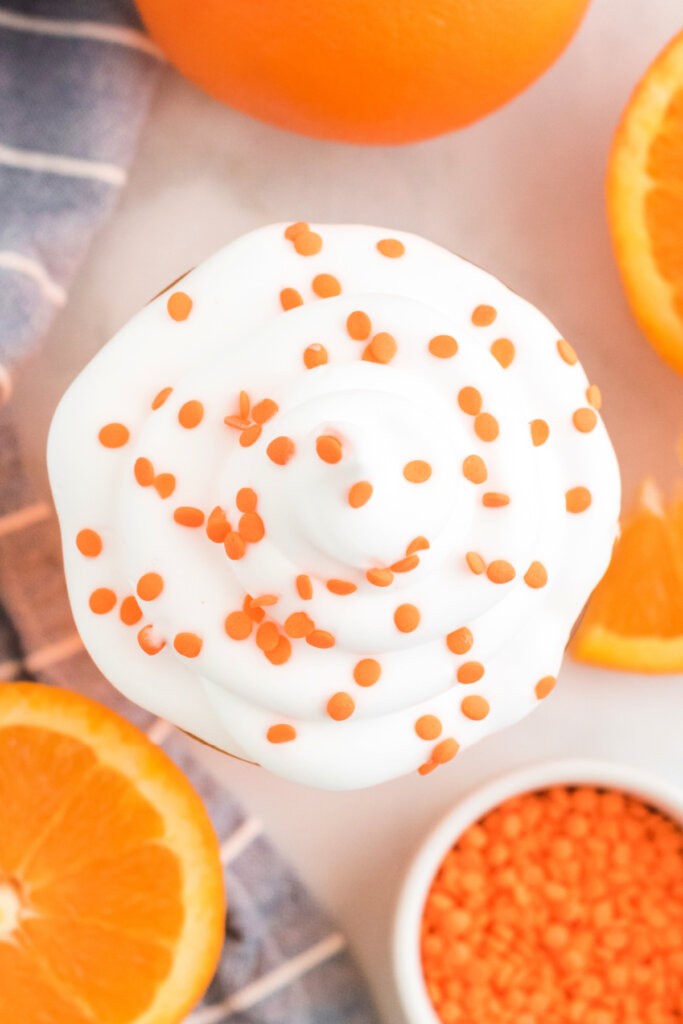 looking down onto a finished orange cremasicle cocktail