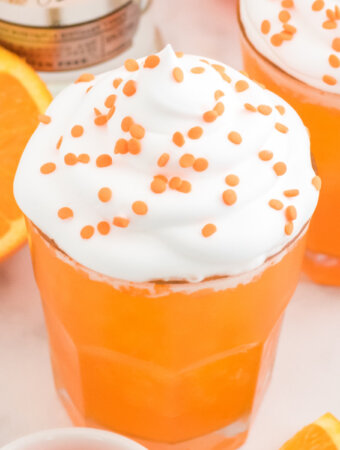 closeup of an orange creamsicle cocktail