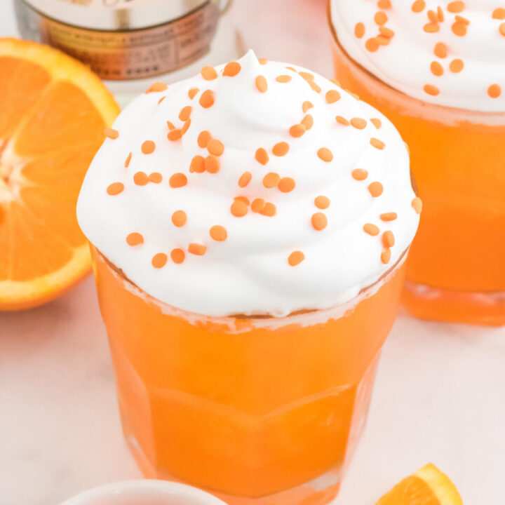 closeup of an orange creamsicle cocktail